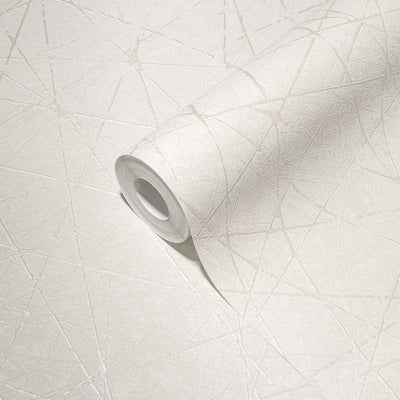 Non-woven wallpaper with graphic line pattern in white, 1375133 AS Creation