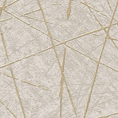 Non-woven beige and gold graphic line pattern wallpaper, 1375135 AS Creation