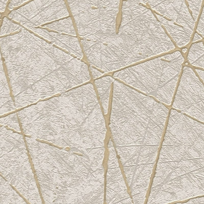 Flizeline tapetti graafisella viivakuviolla beige ja kulta, 1375135 AS Creation