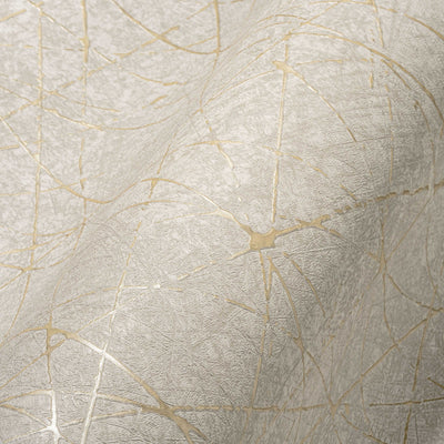 Флизелиновые  Бежево-золотистые обои с графическим линейным рисунком, 1375135 AS Creation