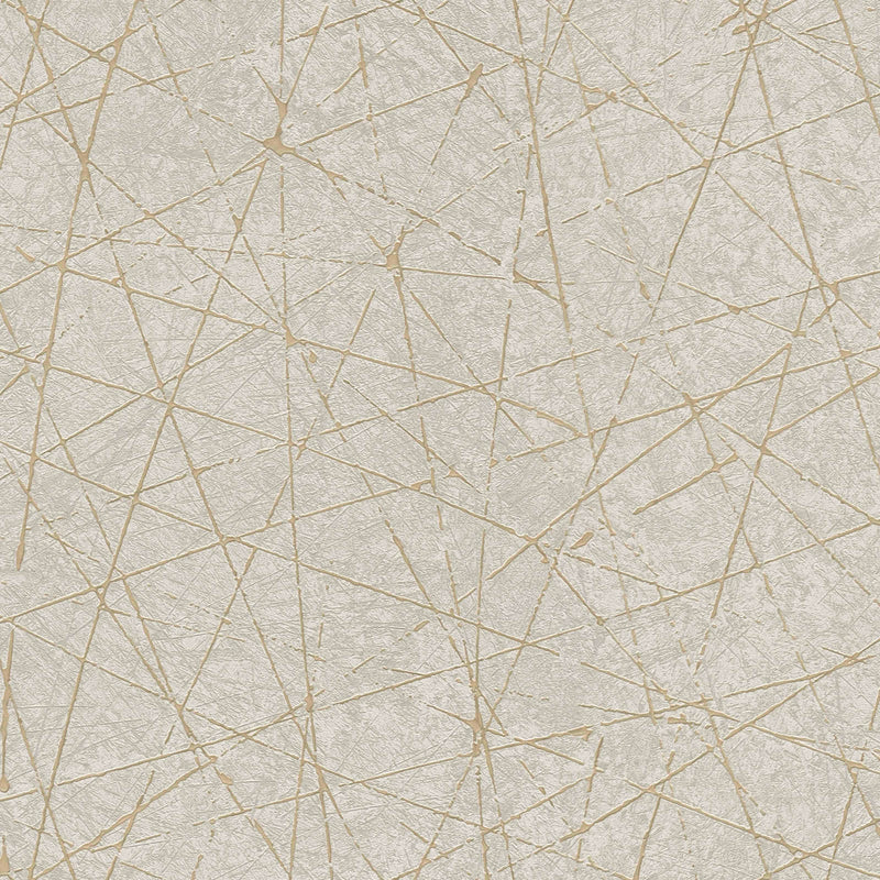 Non-woven beige and gold graphic line pattern wallpaper, 1375135 AS Creation