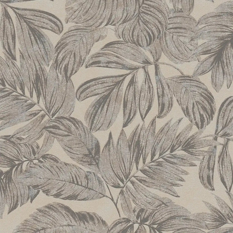 Flizelīna tapetes - ziedu raksts ar lapu motīvu taupe krāsā - 393402 AS Creation