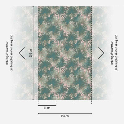 Non-woven wallpaper with large leaves in shades of green and pink, 1375244 AS Creation