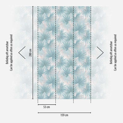 Non-woven wallpaper with large leaves in shades of blue, 1375243 AS Creation