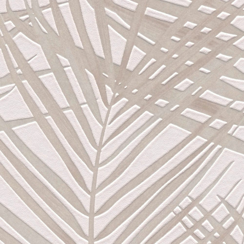 Flizelīna tapetes ar lielām palmu lapām: bēšā krāsā, 1372357 AS Creation