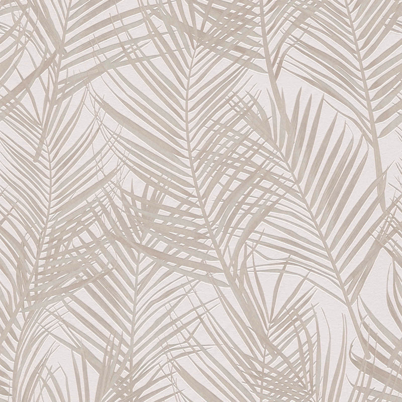 Non-Woven wallpapers with large palm leaves: beige, 1372357 AS Creation