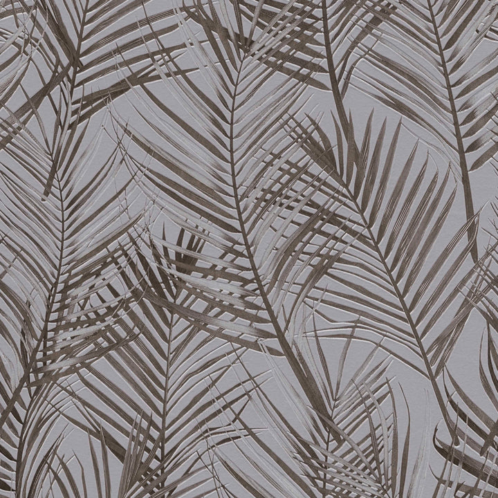 Flizelīna tapetes ar lielām palmu lapām: pelēkā un brūnā krāsā, 390384 AS Creation