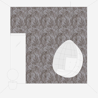 Non-Woven wallpapers with large palm leaves: grey and brown, 1372360 AS Creation