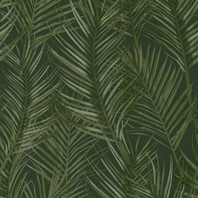 Non-Woven wallpapers with large palm leaves: dark green, 1372361 AS Creation