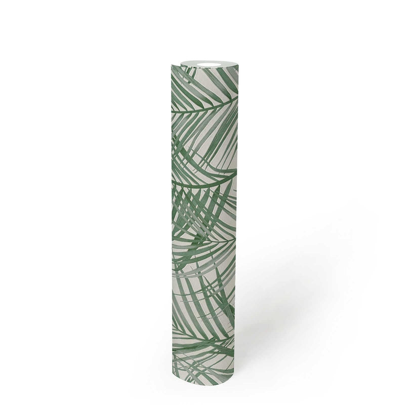 Non-Woven wallpapers with large palm leaves: green, 1372355 AS Creation