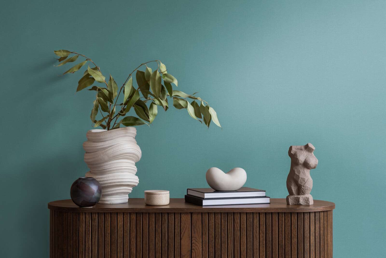 Flizelīna tapetes tirkīzā krāsā ar matētu un viegli teksturētu virsmu – Dzīvespriecīgs un svaigs akcents | 1411014 AS Creation