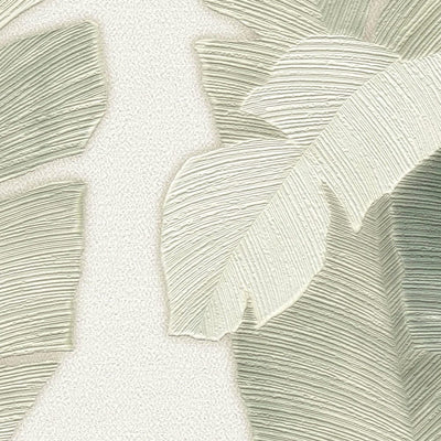 Flizeline wallpaper with palm leaves in light green, 1375770 AS Creation