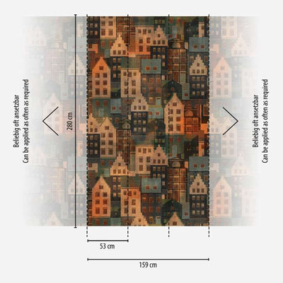 Flizelininiai tapetai su miesto raštu rudais atspalviais, 1375215 AS Creation