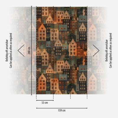 Flizeline tapeet linnamustriga pruunides toonides, 1375215 AS Creation