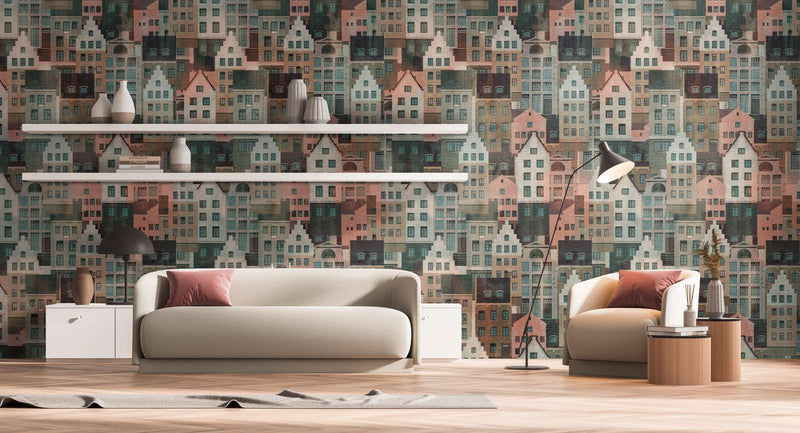 Non-woven wallpaper with city pattern (multicoloured), 1375216 AS Creation