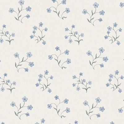 Non-Woven wallpapers with delicate floral pattern: white, blue - 1373125 AS Creation