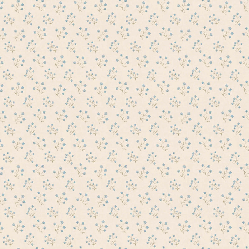 Non-Woven wallpapers with delicate floral pattern: cream, blue - 1373126 AS Creation