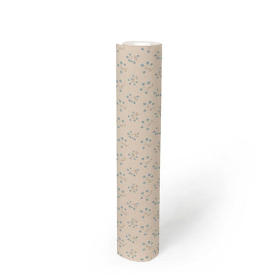 Non-Woven wallpapers with delicate floral pattern: cream, blue - 1373126 AS Creation