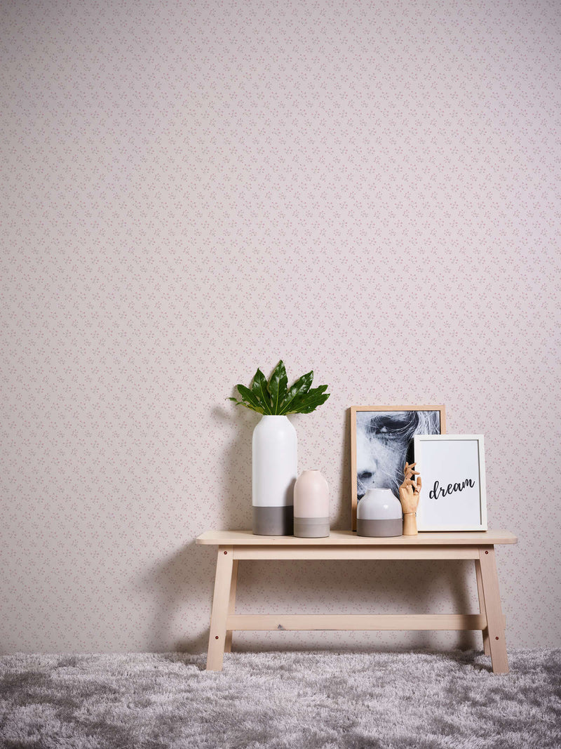 Non-Woven wallpapers with delicate floral pattern: pink - 1373127 AS Creation