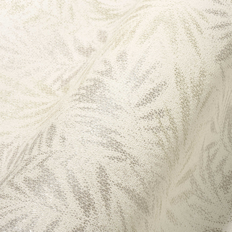 Non-woven wallpaper with glossy leaf pattern in light shades, 1374042 AS Creation