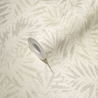 Non-woven wallpaper with glossy leaf pattern in light shades, 1374042 AS Creation