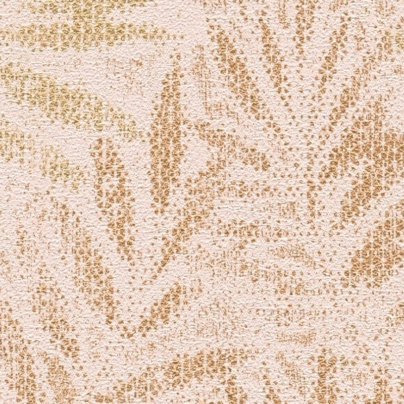 Флизелиновые  Обои с узором из блестящих листьев в розово-золотых тонах, 1374043 AS Creation