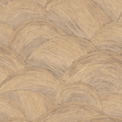 Non-woven wallpaper with shiny wave pattern in brown, gold - 1373616 AS Creation