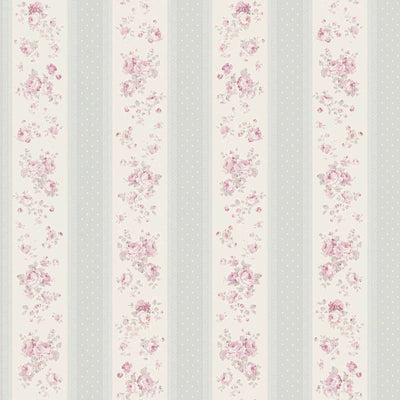Fliseliin tapeet triibude, lillede ja punktidega: hall, roosa - 1373044 AS Creation