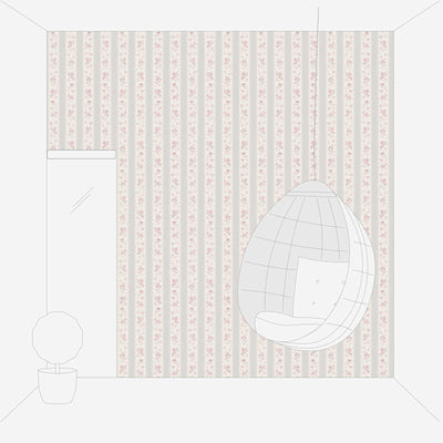 Non-Woven wallpapers with stripes, flowers and dots: grey, pink - 1373044 AS Creation