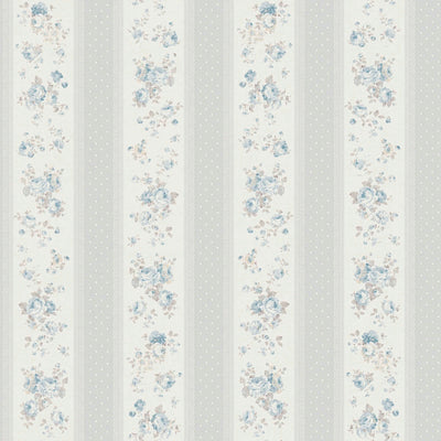 Non-Woven wallpapers with stripes, flowers and dots: grey, blue - 1373045 AS Creation