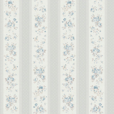 Flizelīna tapetes ar svītrām, ziediem un punktiņiem: pelēkā, zilā krāsā - 1373045 AS Creation