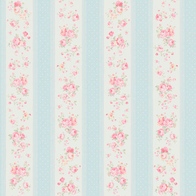 Non-Woven wallpapers with stripes, flowers and dots: blue, pink - 1373043 AS Creation