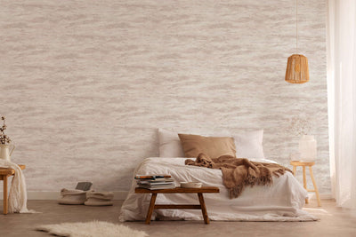 Non-Woven wallpapers with light wavy pattern and shimmer effect, beige, 1372413 AS Creation