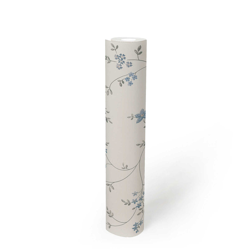 Flizelino tapetai su gėlių raštu - balta, pilka, mėlyna, 1373071 AS Creation