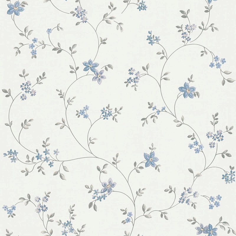 Kuitutapetit kukkakuvioinen - valkoinen, harmaa, sininen, 1373071 AS Creation