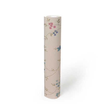 Non-Woven wallpapers with floral pattern - cream, green, pink, 1373067 AS Creation