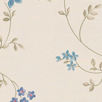 Non-Woven wallpapers with floral pattern - cream, green, pink, 1373067 AS Creation