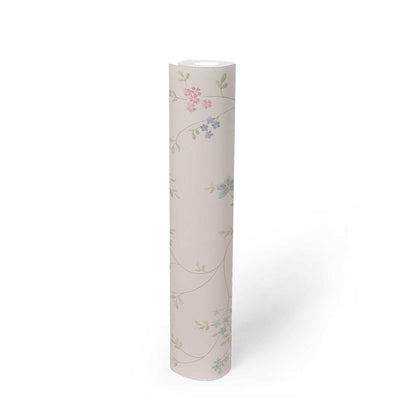 Non-Woven wallpapers with floral pattern - cream, green, blue, 1373070 AS Creation