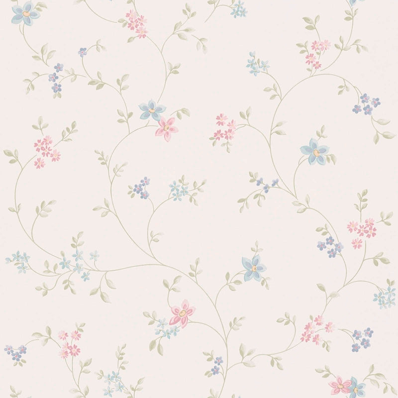 Non-Woven wallpapers with floral pattern - cream, green, blue, 1373070 AS Creation
