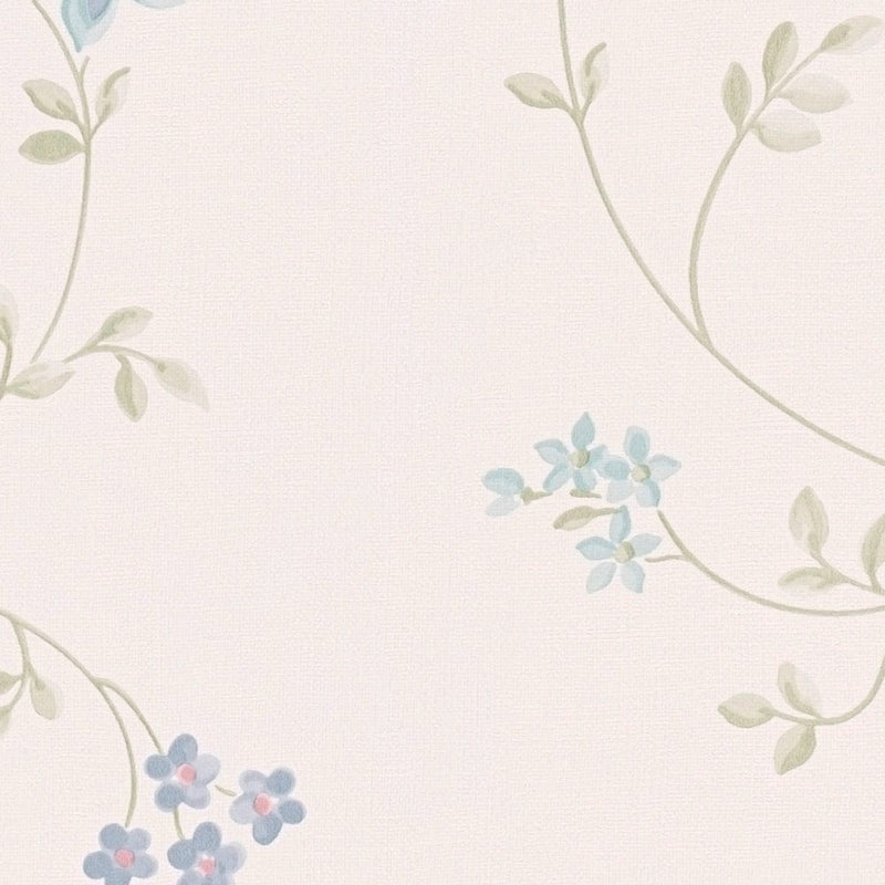 Non-Woven wallpapers with floral pattern - cream, green, blue, 1373070 AS Creation