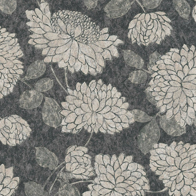 Flizelīna tapetes ar ziedu rakstu un spīduma efektu: melna, bēša - 1372155 AS Creation