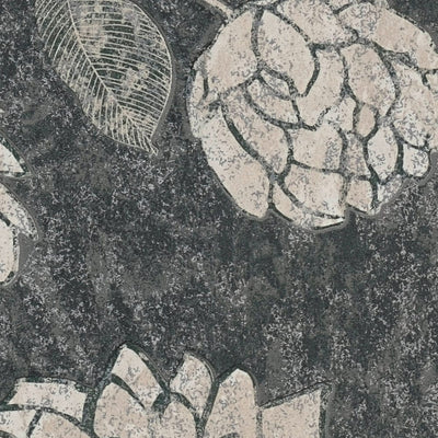 Flizelīna tapetes ar ziedu rakstu un spīduma efektu: melna, bēša - 1372155 AS Creation