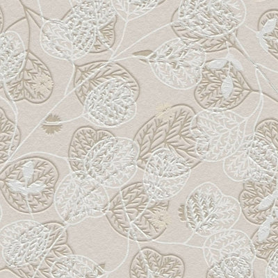 Flizeline tapetti, jossa kukka- ja lehtikuvio - beige, 1373710 AS Creation