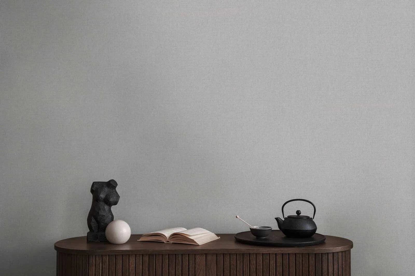 Flizelīna tapetes - auduma tekstūra pelēkos toņos, 1415023 AS Creation