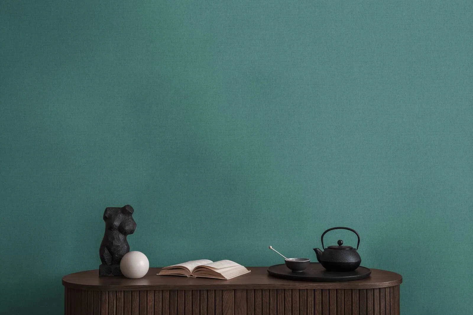 Flizelīna tapetes - auduma tekstūra tirkīzā/zilā krāsā, 1415015 AS Creation