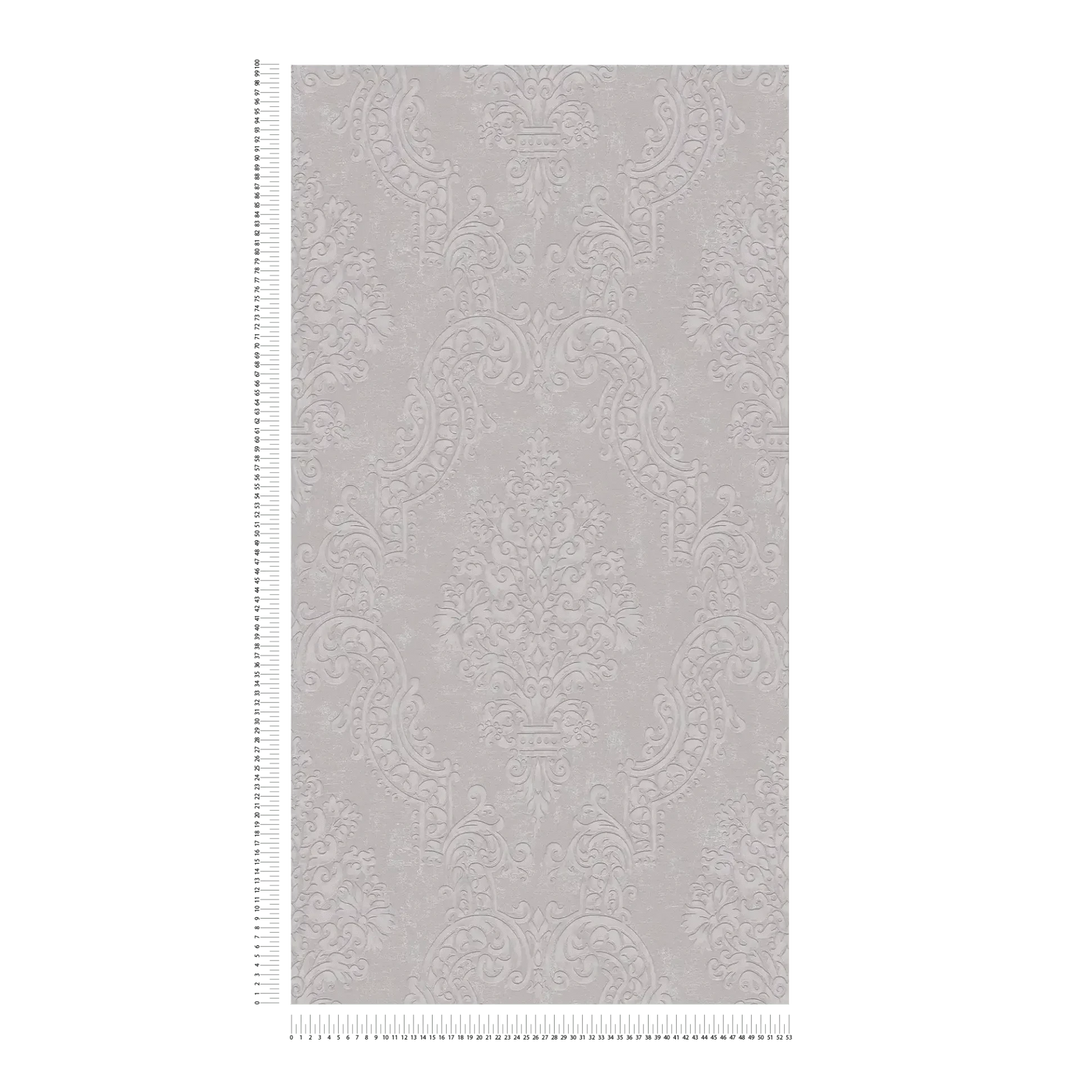 Flizelīna tapetes baroka stilā taupe/pelēkā krāsā ar mirdzuma efektu – Mūsdienīga elegance | 1410530 AS Creation