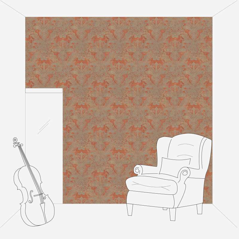 Non-woven Baroque wallpaper with ornaments in orange and gold, 1374030 AS Creation