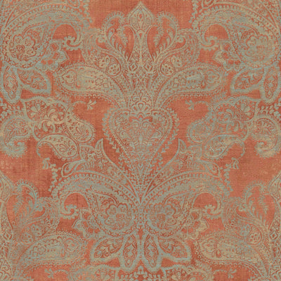 Flizelīna tapetes baroka stilā ar ornamentu oranžā un zeltā krāsā, 1374030 AS Creation