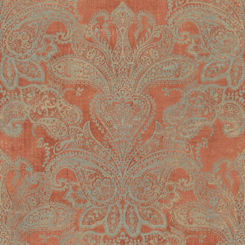 Non-woven Baroque wallpaper with ornaments in orange and gold, 1374030 AS Creation