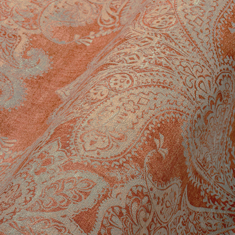 Non-woven Baroque wallpaper with ornaments in orange and gold, 1374030 AS Creation